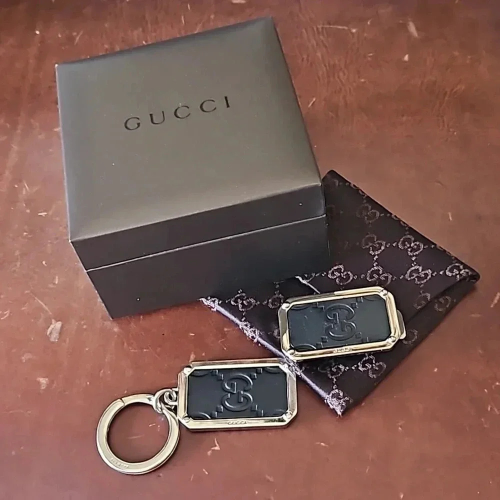 Gucci Guccissima Keychain and Money clip set with Dust Bag and Gift Box